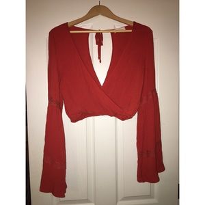 Bell Sleeve Crop Top size large